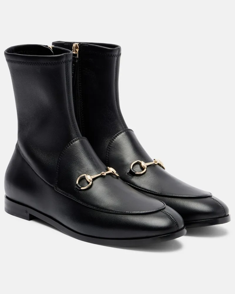 Gucci Ankle Boots Horsebit aus Leder Schwarz