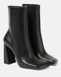 Amina Muaddi Ankle Boots Marine 95 aus Leder Schwarz