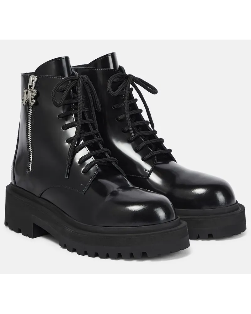 Palm Angels Schnuerstiefel aus Leder Schwarz