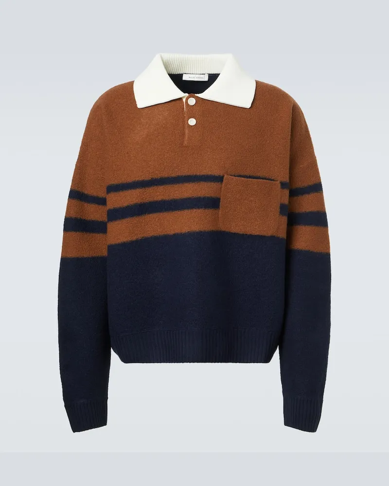 Wales Bonner Polopullover Calm aus Wolle Braun