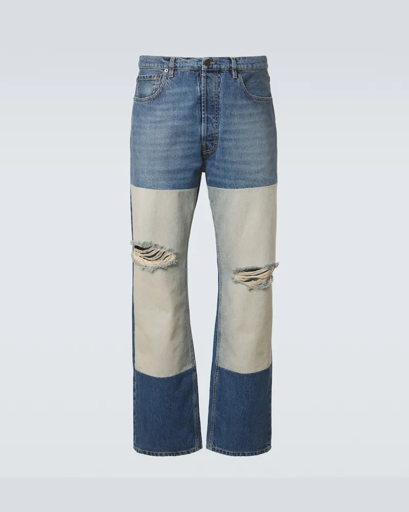 Maison Margiela Distressed Straight Jeans Blau