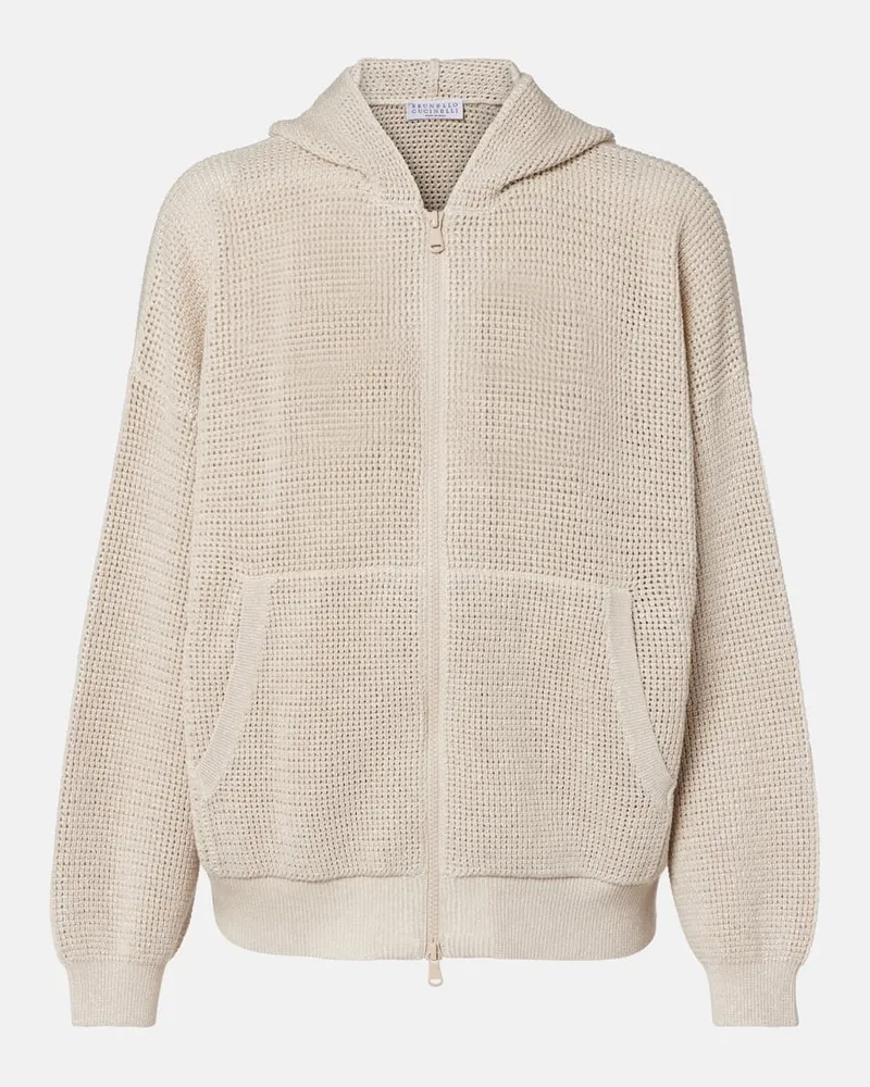 Brunello Cucinelli Kapuzenjacke aus Lamé Beige