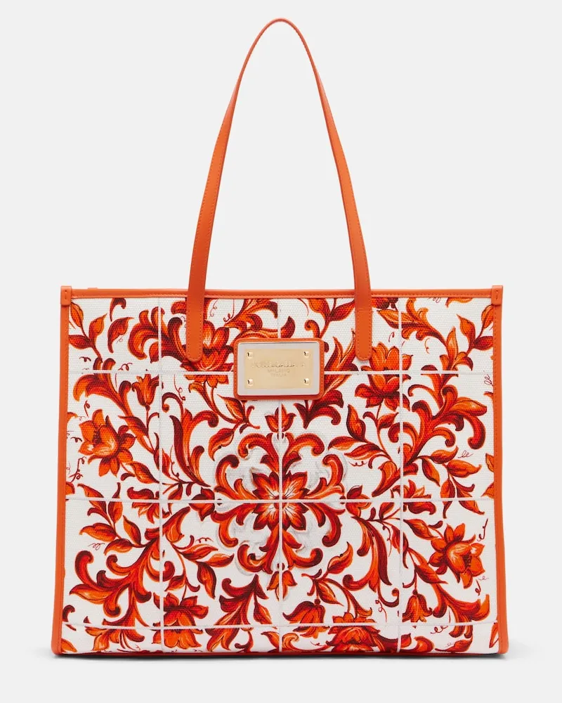 Dolce & Gabbana Shopper Shopping Large Majolica aus Canvas Orange