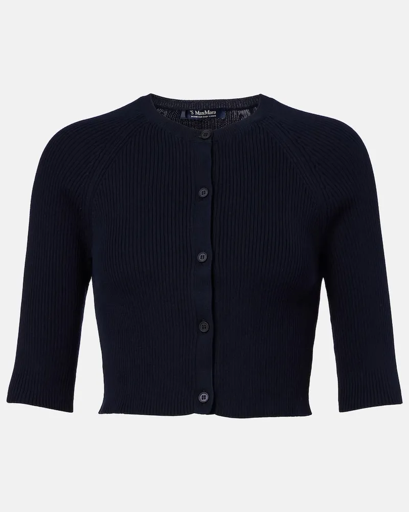 Max Mara Cropped-Cardigan Kassel aus Rippstrick Schwarz