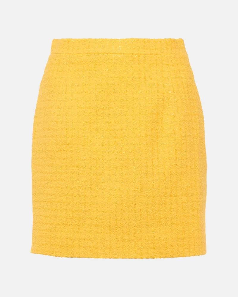 Alessandra Rich Minirock aus Bouclé Gelb