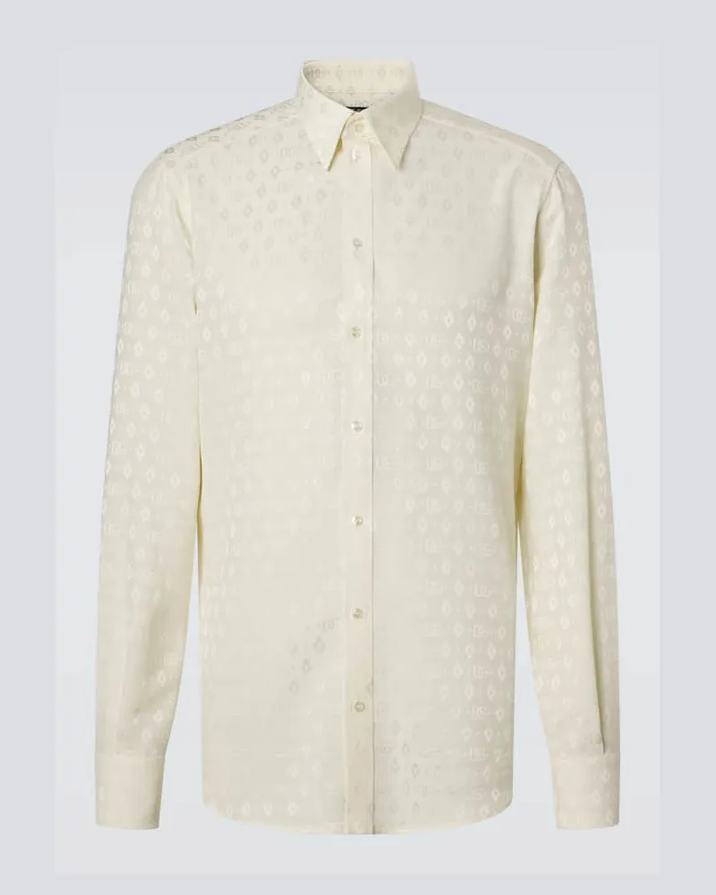 Dolce & Gabbana Hemd DG aus Seide Weiß