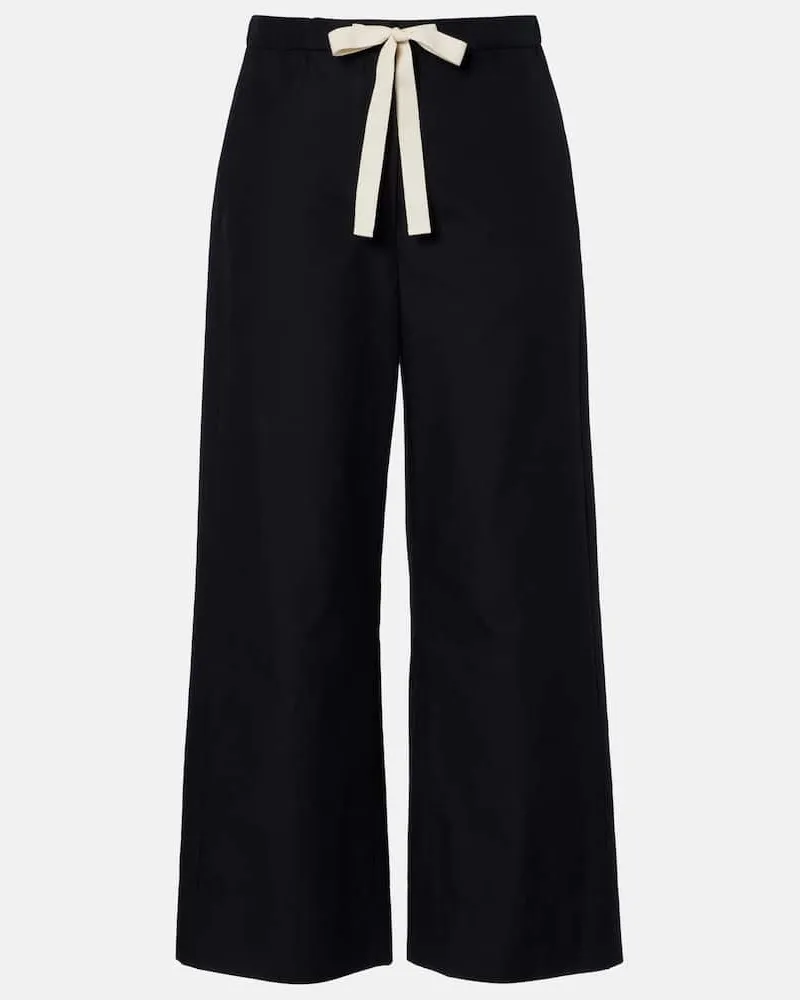 Max Mara Weite Cropped-Hose Argento aus Baumwolle Schwarz