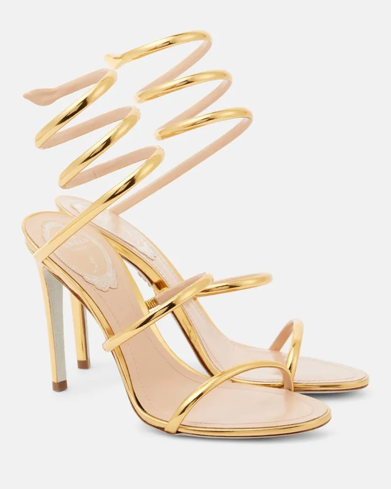 René Caovilla Sandalen Cleo 105 aus Metallic-Leder Gold