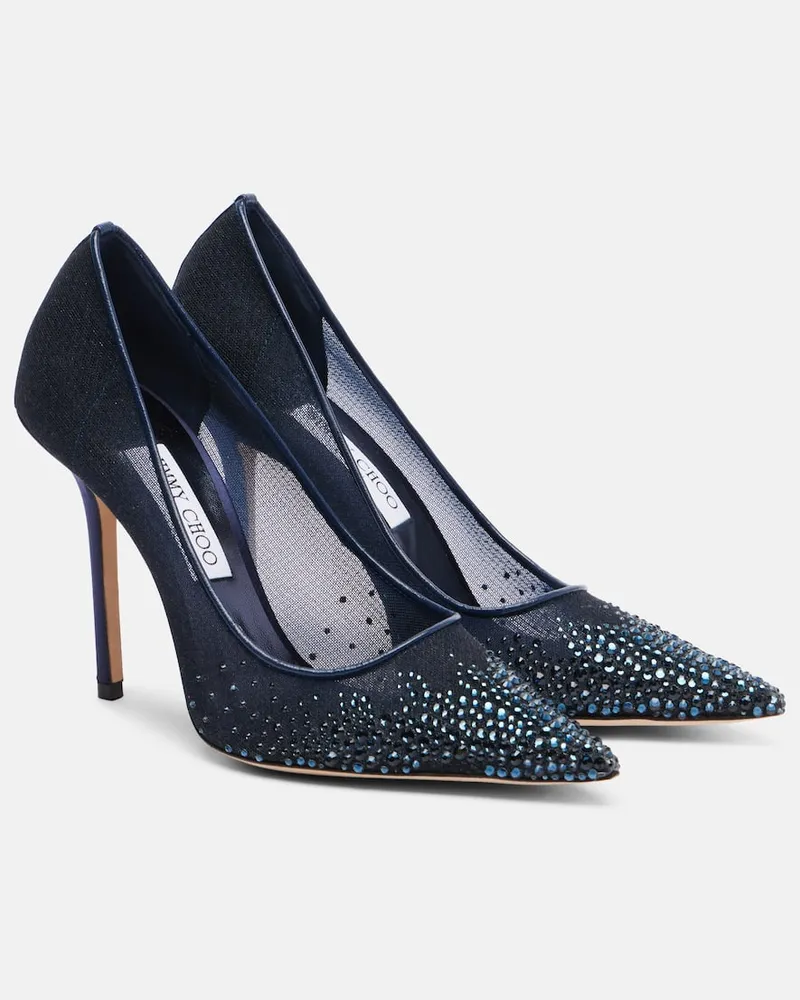 Jimmy Choo Pumps Love 100 mit Kristallen Blau