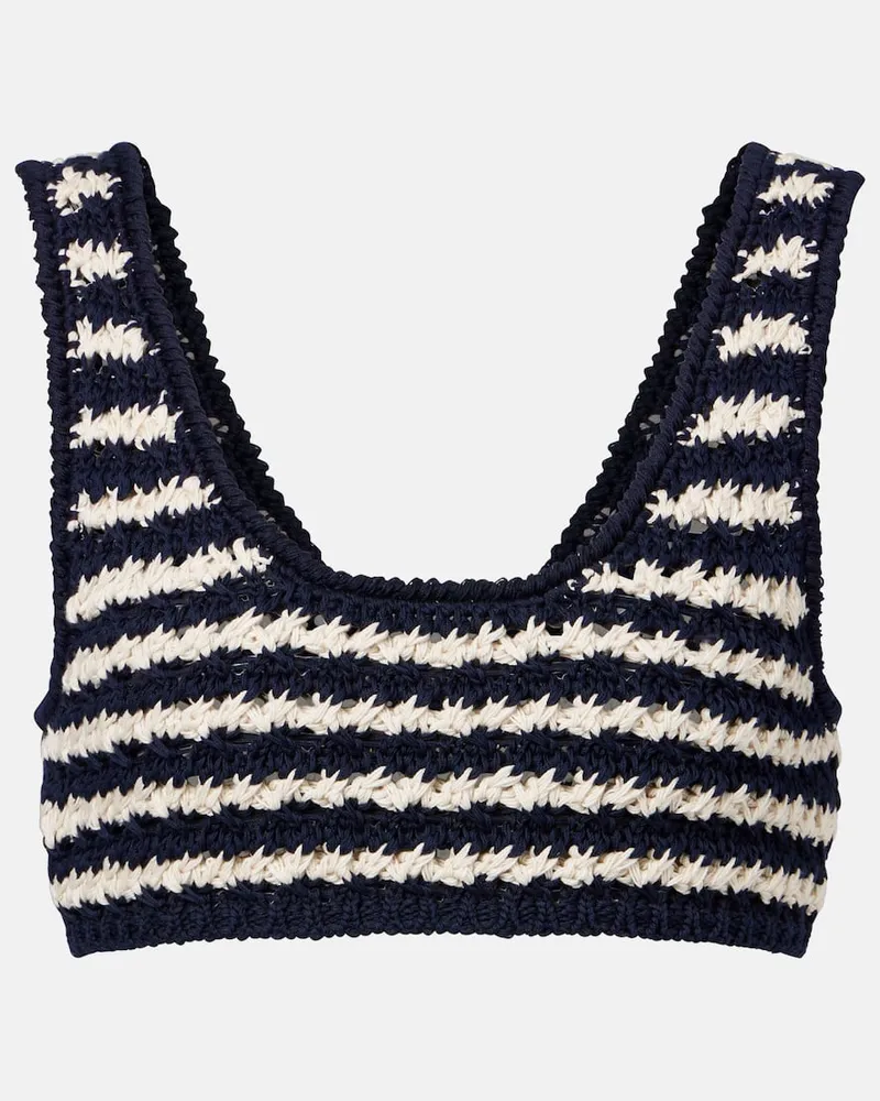 Prada Cropped-Top aus Häkelstrick Blau