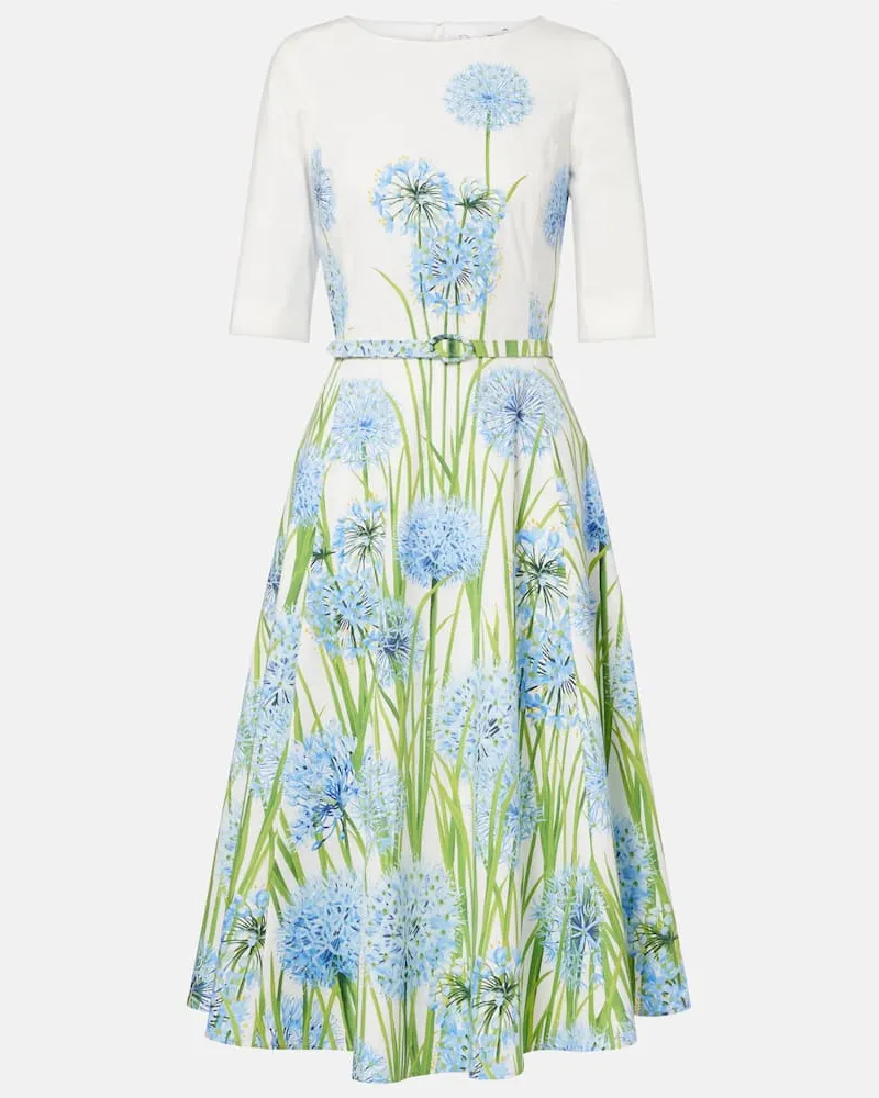 Oscar de la Renta Midikleid aus Popeline Multicolor