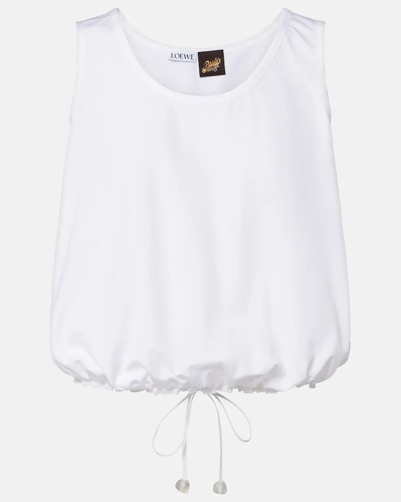 Loewe Paula's Ibiza Cropped-Top aus Baumwollpopeline Weiß
