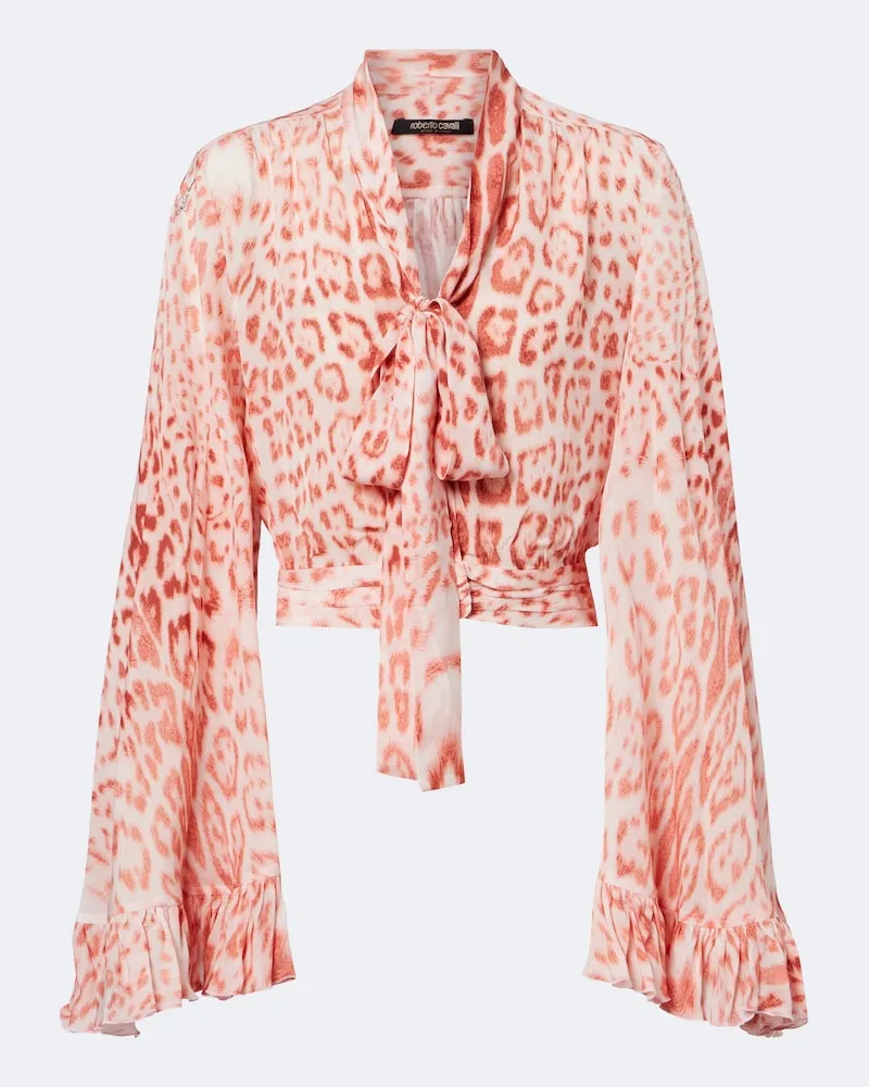 Roberto Cavalli Bedruckte Bluse aus Jersey Rosa