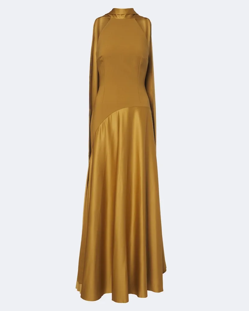 Solace London Robe Cece aus Crêpe und Satin Gelb