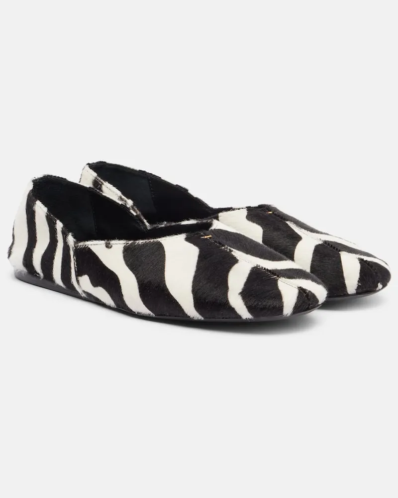 KHAITE Bedruckte Ballerinas Jane aus Kalbshaar Schwarz
