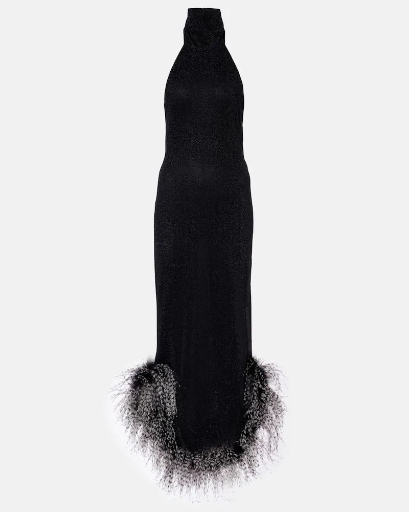 Oséree Oséree Maxikleid Lumière Plumage Schwarz