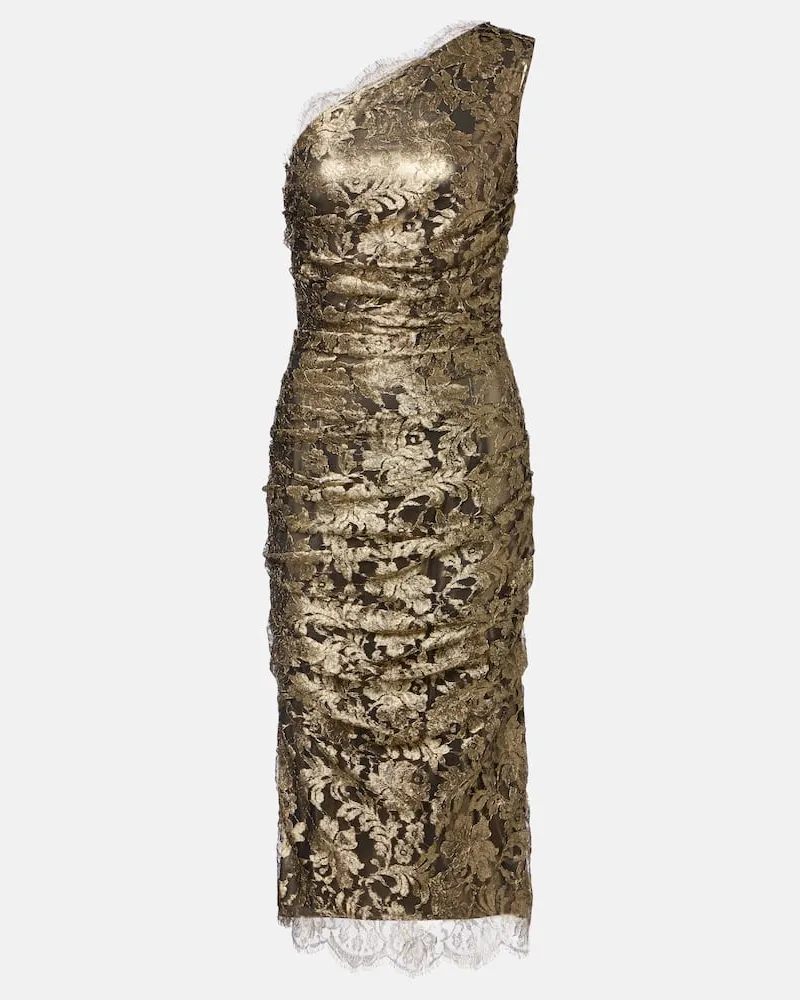 Dolce & Gabbana One-Shoulder-Midikleid aus Spitze Gold