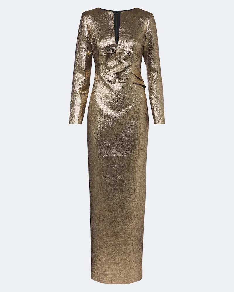 Roland Mouret Verzierte Robe aus Cloqué Gold