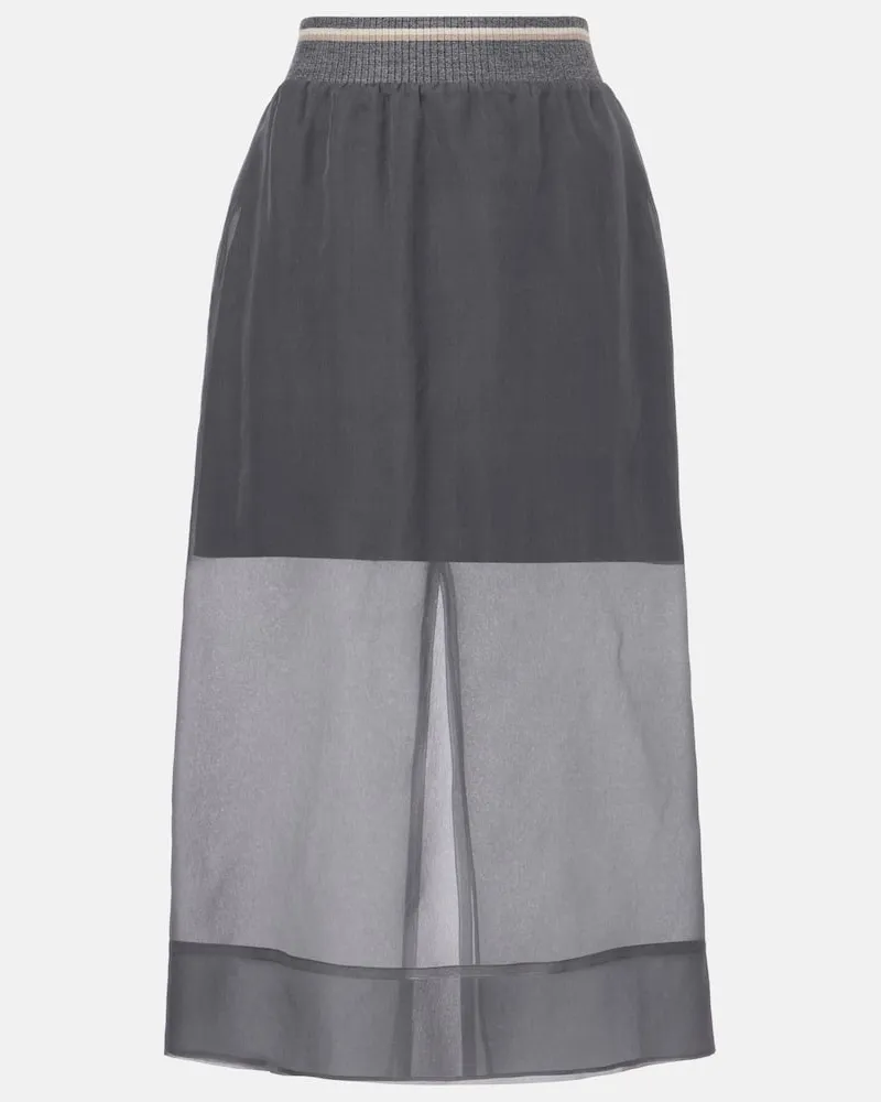 Brunello Cucinelli Midirock aus Seide Grau