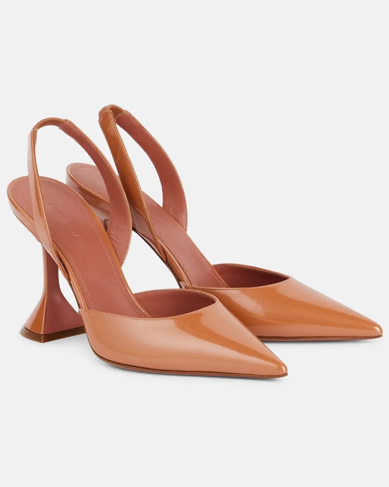 Amina Muaddi Slingback-Pumps Holli Sling 95 aus Lackleder Braun