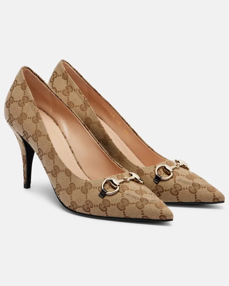 Gucci Pumps Erin 85 aus Canvas Beige
