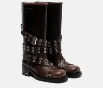 Verzierte Bikerstiefel Buckle Belt aus Leder