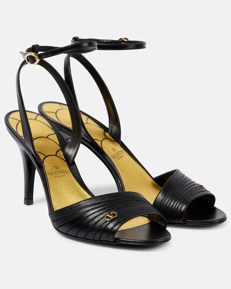 Valentino Garavani Sandalen Ladycrush 85 aus Leder Schwarz