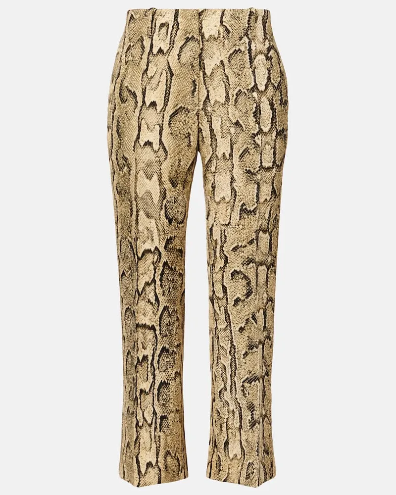 Dries van Noten Schlaghose aus Jacquard Beige