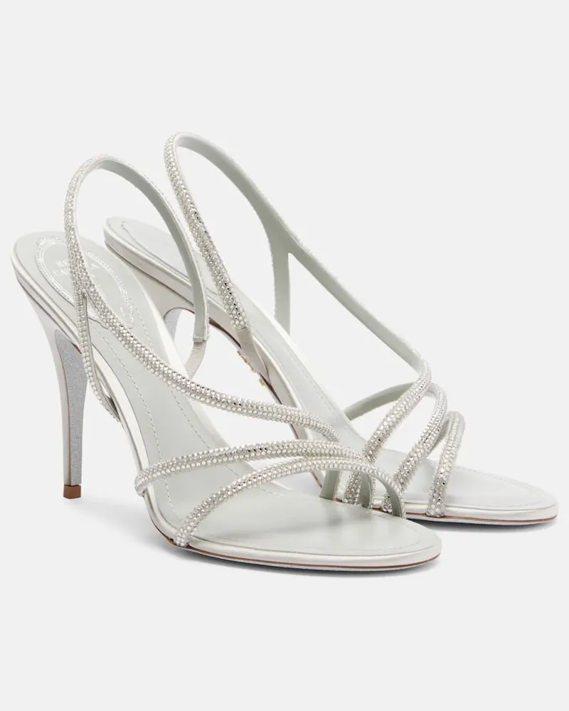 René Caovilla Sandalen aus Satin mit Kristallen Silber