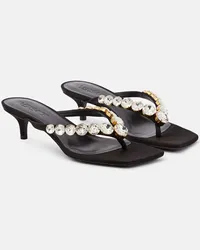 Versace Verzierte Sandalen High Summer aus Satin Schwarz