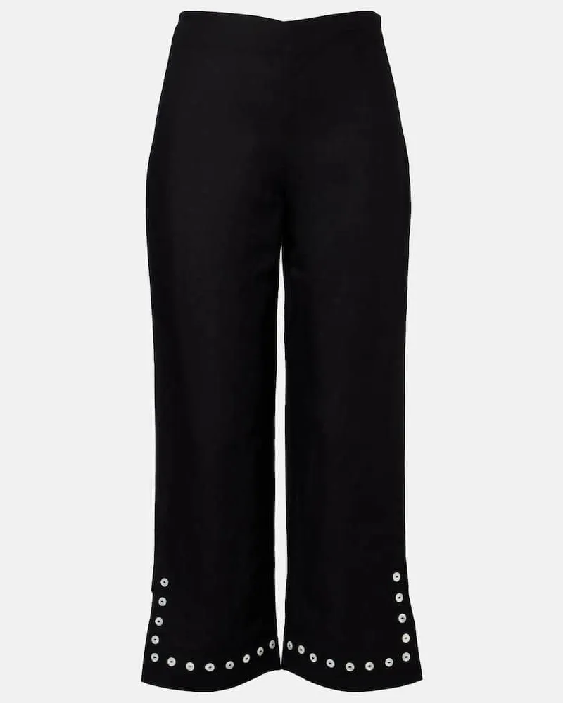 STAUD Cropped-Hose Piha aus einem Leinengemisch Schwarz