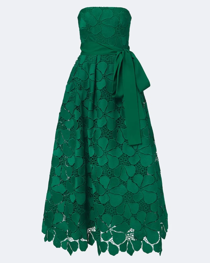 Elie Saab Bustier-Kleid aus Guipure-Spitze Grün