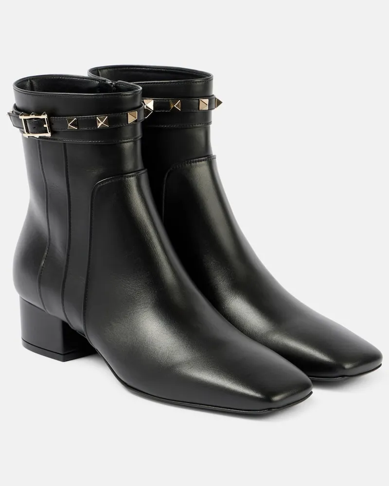 Valentino Garavani Ankle Boots Rockstud 40 aus Leder Schwarz