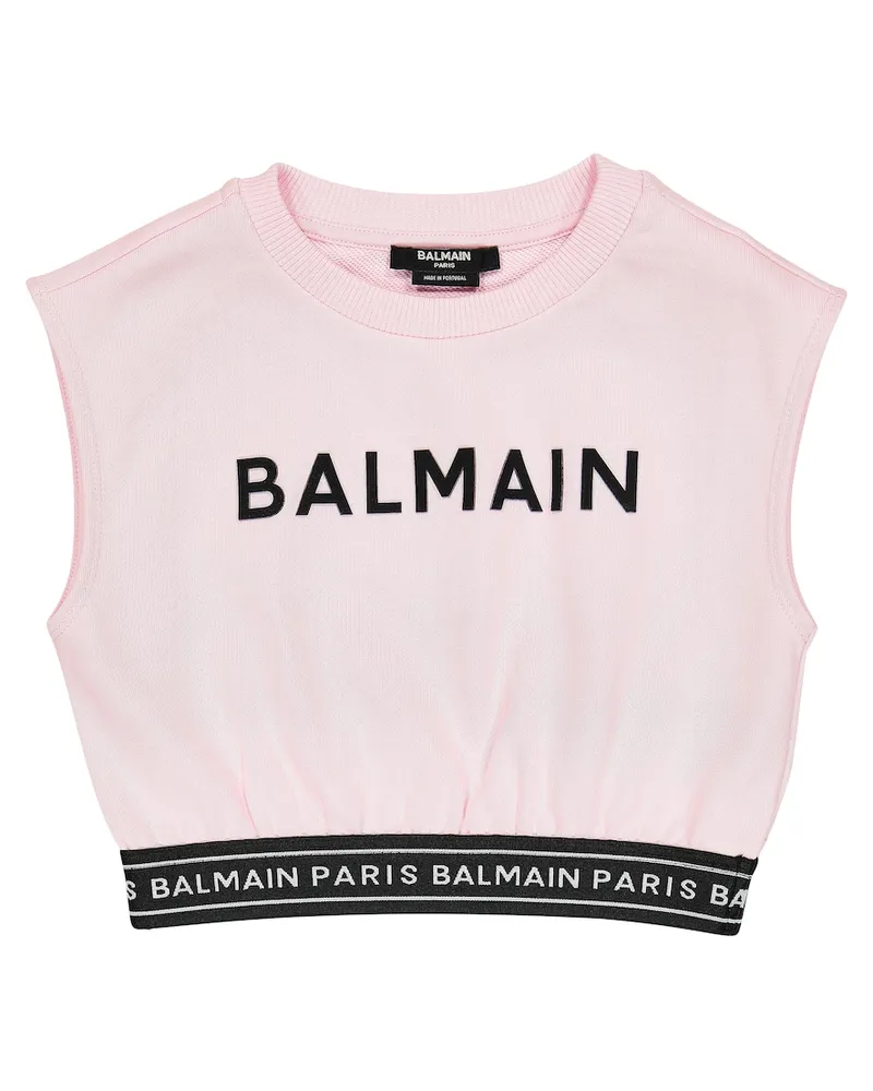 Balmain Top aus Baumwolle Pink