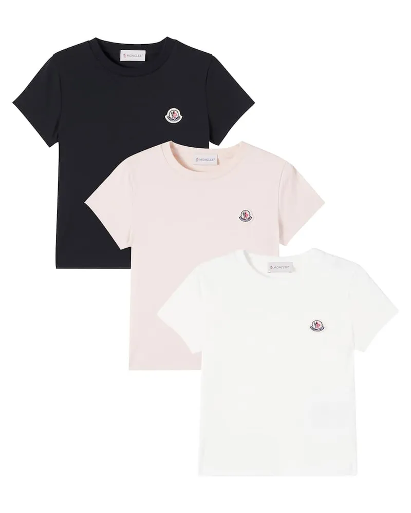 Moncler Set aus drei T-Shirts aus Baumwolle Weiß