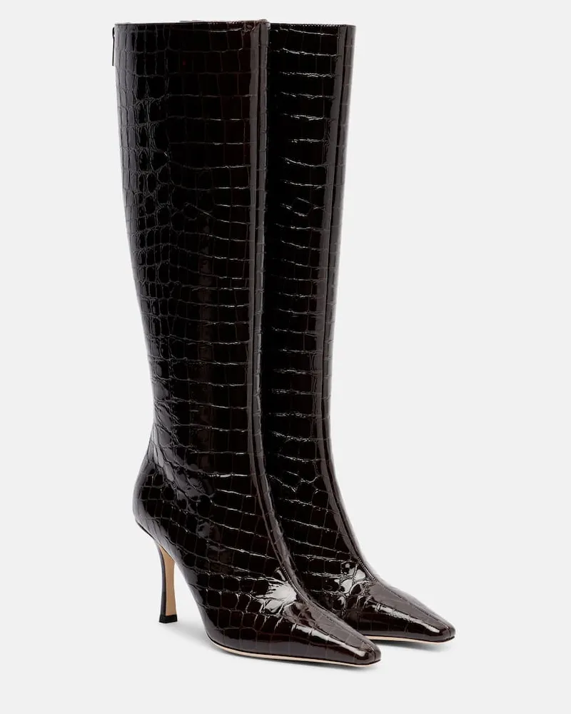 Jimmy Choo Stiefel Agathe 85 aus Lackleder Braun