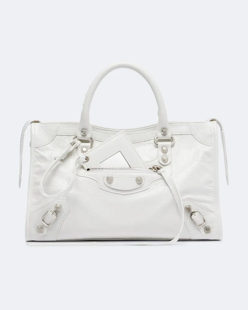 Balenciaga Henkeltasche Le City Small aus Leder Weiß