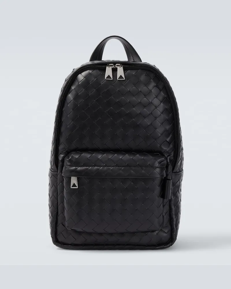 Bottega Veneta Rucksack Intrecciato Small aus Leder Schwarz