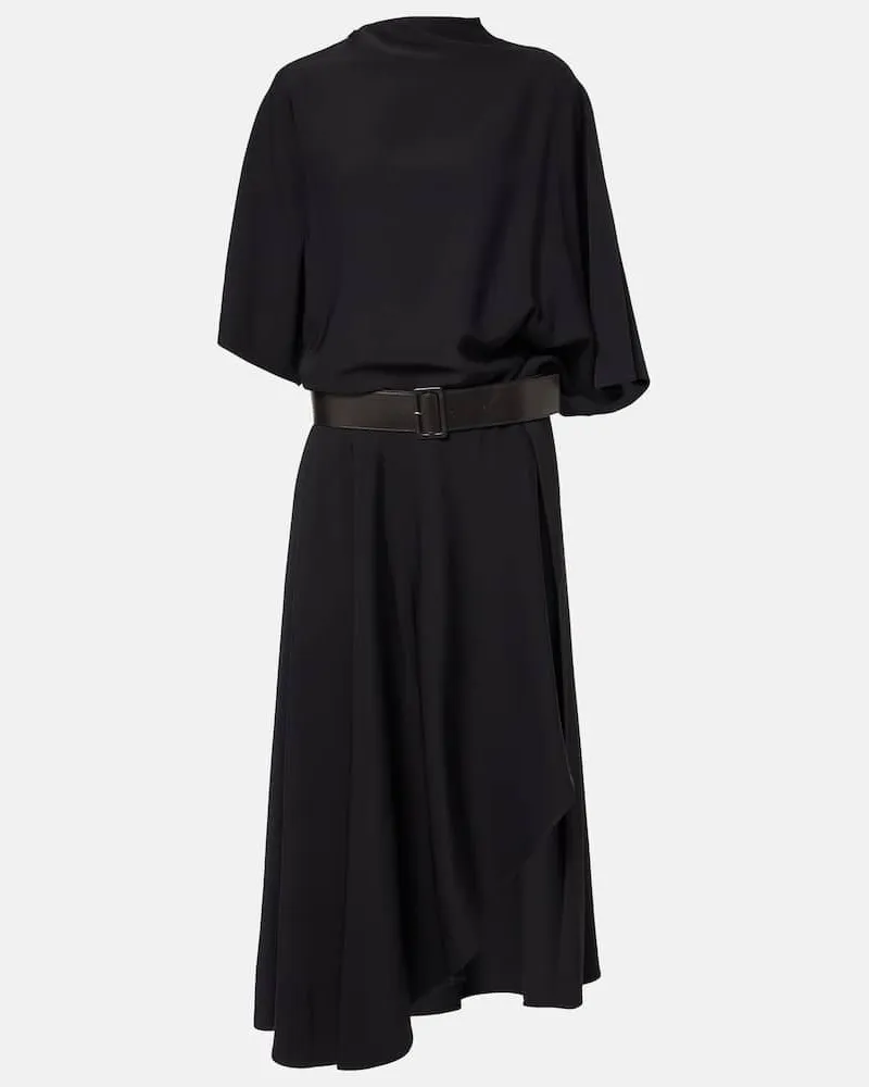 Alaïa Alaïa Midikleid mit Leder Schwarz