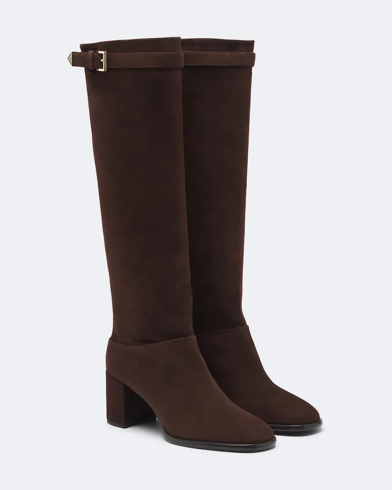 Prada Stiefel aus Veloursleder Braun