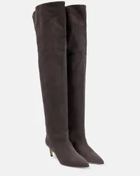 Paris Texas Overknee-Stiefel aus Veloursleder Grau