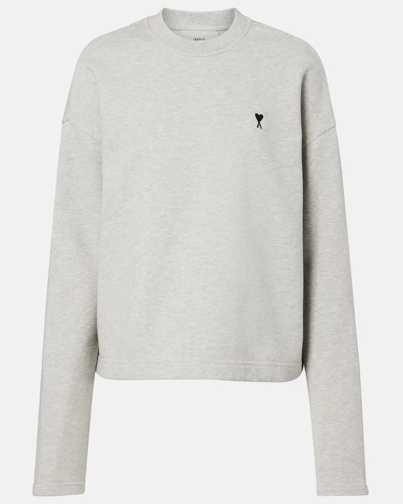 AMI Paris Sweatshirt Ami de Cœur  aus Baumwolle Grau