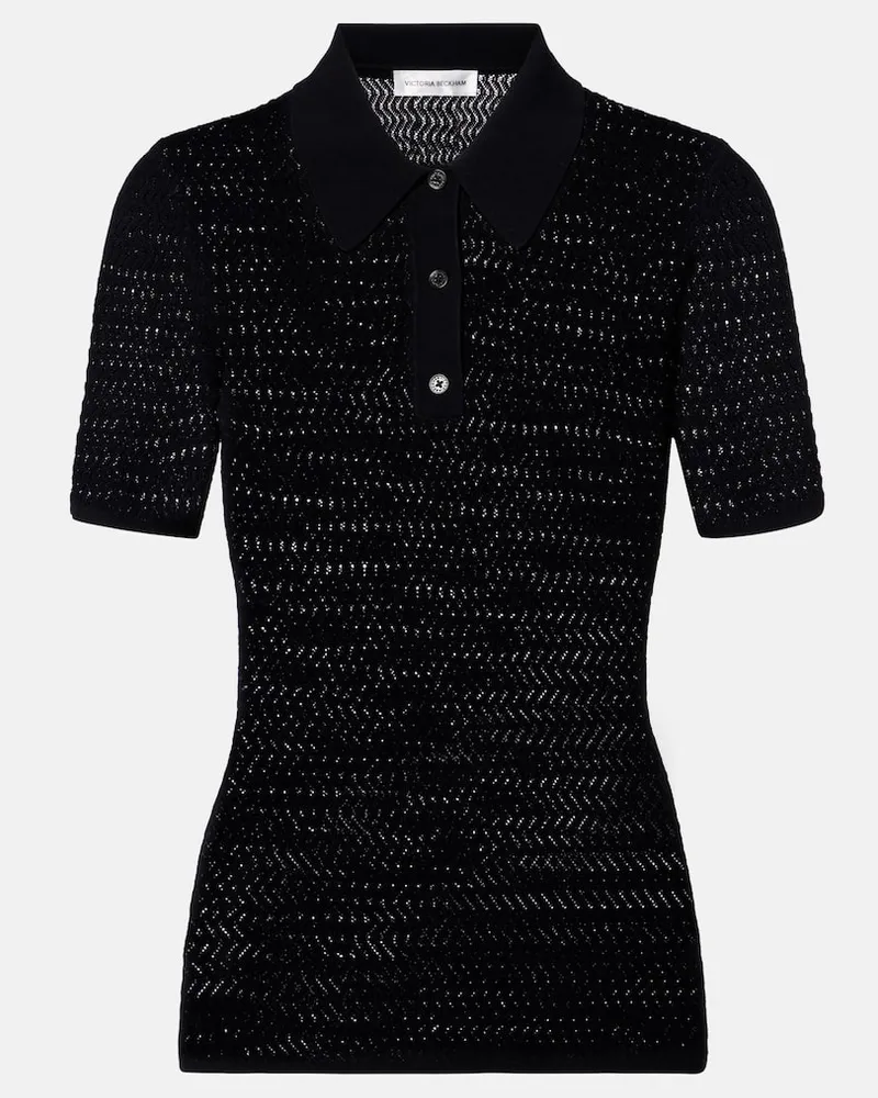 Victoria Beckham Polohemd aus Pointelle-Strick Schwarz