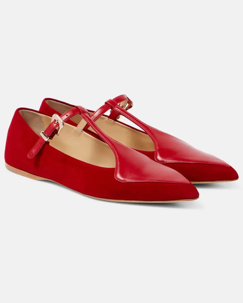 Gabriela Hearst Mary-Jane-Ballerinas Liv aus mit Veloursleder Rot