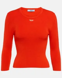 Prada Pullover aus einem Baumwollgemisch Rot