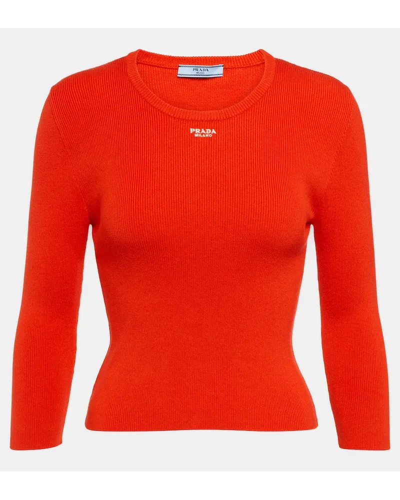 Prada Pullover aus einem Baumwollgemisch Rot