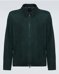 Brioni Blouson aus Veloursleder Gruen