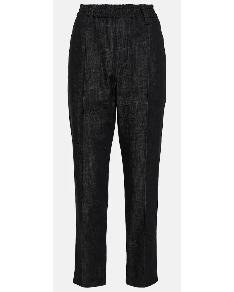 Brunello Cucinelli Mid-Rise Straight Jeans Schwarz