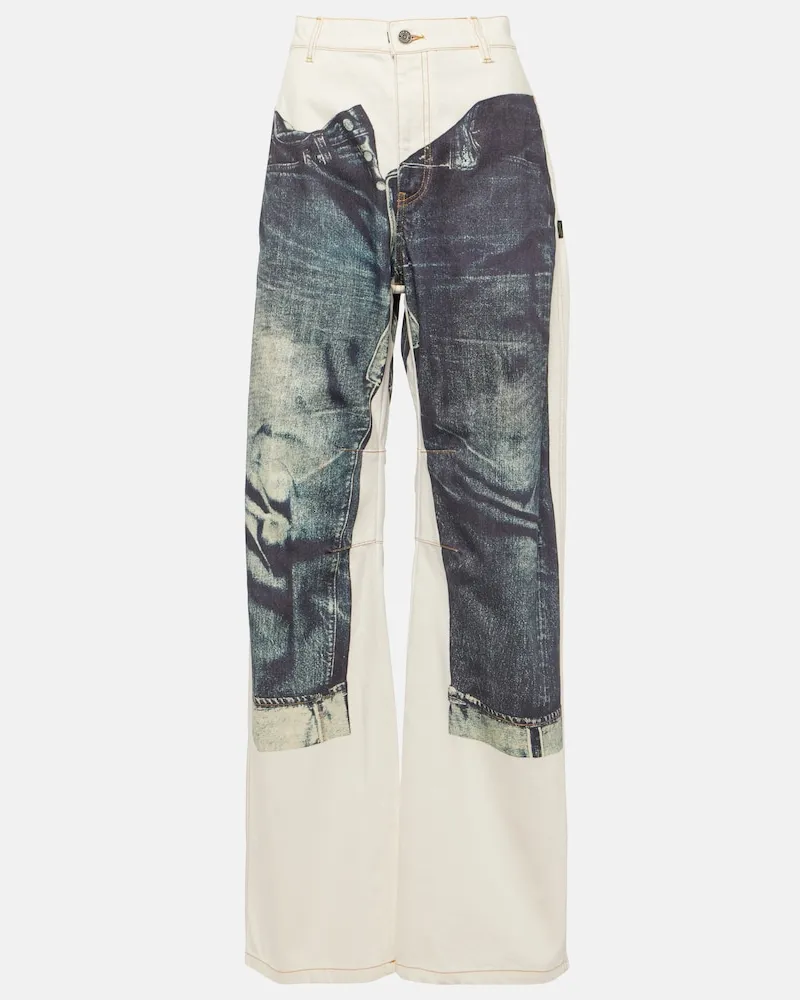 Jean Paul Gaultier Tattoo Collection Wide-Leg Jeans Weiß