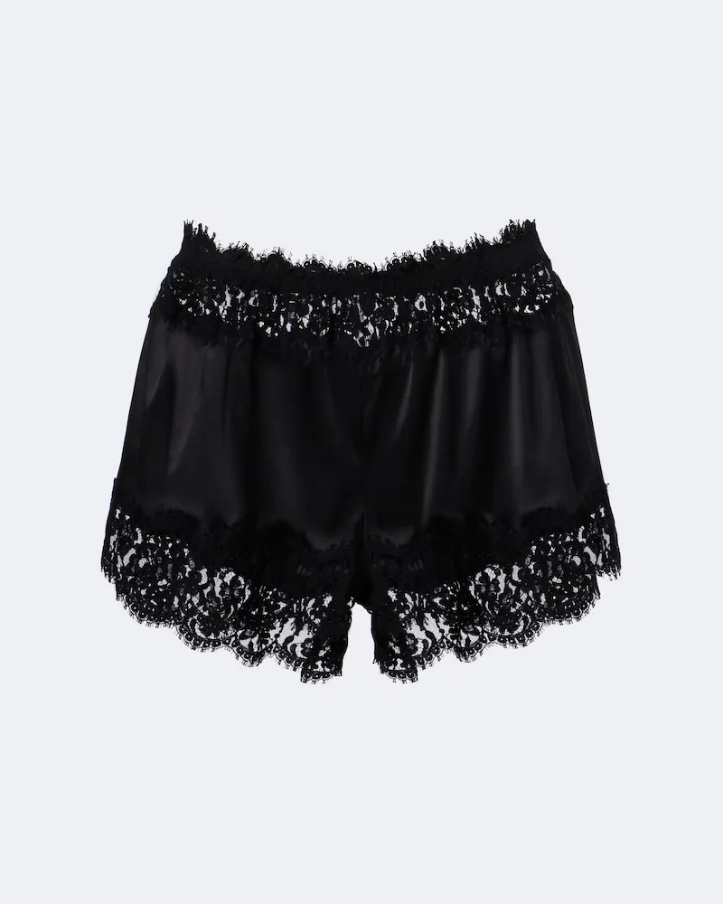Dolce & Gabbana Shorts aus Satin mit Spitze Schwarz